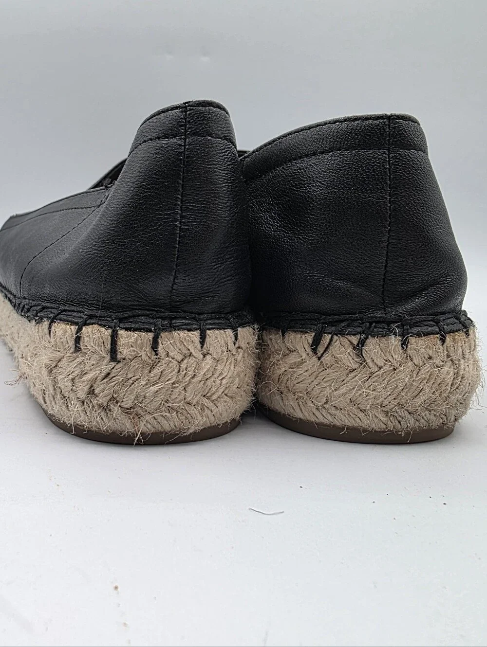 GAP Womens Espadrilles Black Leather Shoes Size 10 - 11 Natural Neutral Preppy